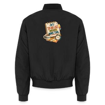 Meine To-Do-Liste braucht mehr Zeit – lustige Produktivität - Unisex Bomberjacke - Schwarz - Hinten - AI Model Male 185 light (185cm)