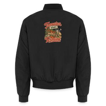 Tomaten statt Termine Tomatengärtner  - Unisex Bomberjacke - Schwarz - Hinten - AI Model Male 185 light (185cm)