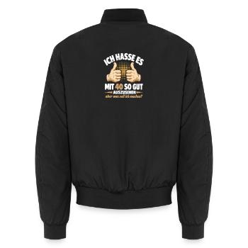 Gut aussehen zum 40. Geburtstag - 40 Geburtstag - Unisex Bomberjacke - Schwarz - Hinten - AI Model Male 185 light (185cm)