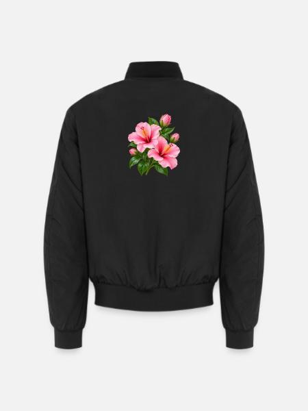 Rosa Hibiskusblüte - Unisex Bomberjacke - Schwarz