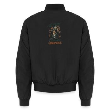 Ride Coffee Repeat Fahrrad Kaffee - Unisex Bomberjacke - Schwarz - Hinten - AI Model Male 185 light (185cm)