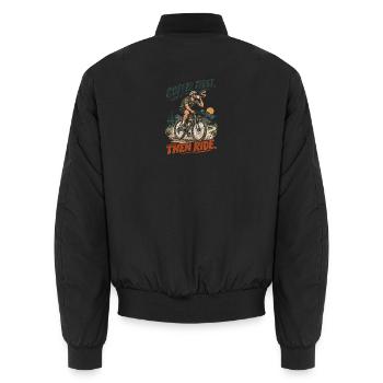 Kaffee Zuerst Dann Radfahren - Unisex Bomberjacke - Schwarz - Hinten - AI Model Male 185 light (185cm)