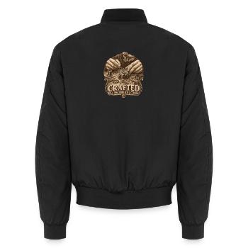Crafted Watch: Eine Sekunde Handwerk Uhren - Unisex Bomberjacke - Schwarz - Hinten - AI Model Male 185 light (185cm)