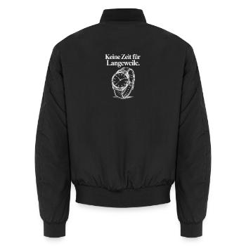 Skizzenuhr Uhrenlogo  - Unisex Bomberjacke - Schwarz - Hinten - AI Model Male 185 light (185cm)