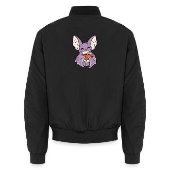 Kaffee-Fledermaus mit Becher - Unisex Bomberjacke - Schwarz - Hinten - AI Model Male 185 light (185cm)