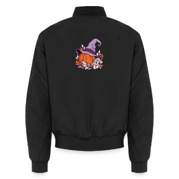 Herbstlicher Kürbis mit Hexenhut - Unisex Bomberjacke - Schwarz - Hinten - AI Model Male 185 light (185cm)