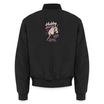 Steckenpferdeliebhaber – Große Träume des kleinen Pferdes - Unisex Bomberjacke - Schwarz - Hinten - AI Model Male 185 light (185cm)