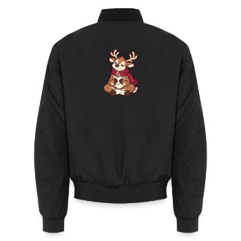 Winterkuschel Rentier mit Tee - Unisex Bomberjacke - Schwarz - Hinten - AI Model Male 185 light (185cm)