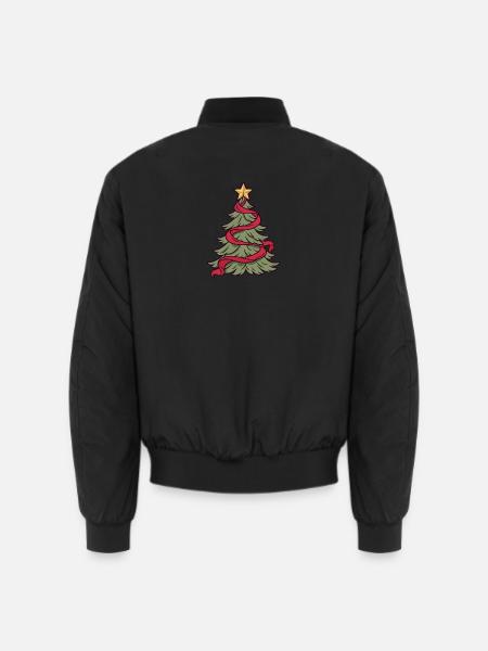 Weihnachtsbaum mit roter Band - Unisex Bomberjacke - Schwarz
