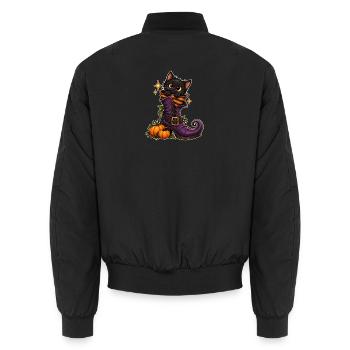 Katze im Hexenstiefel - Unisex Bomberjacke - Schwarz - Hinten - AI Model Male 185 light (185cm)