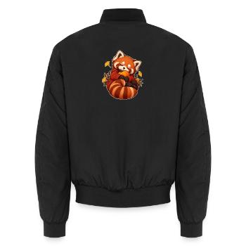Sleepy Red Panda Kürbis - Unisex Bomberjacke - Schwarz - Hinten - AI Model Male 185 light (185cm)
