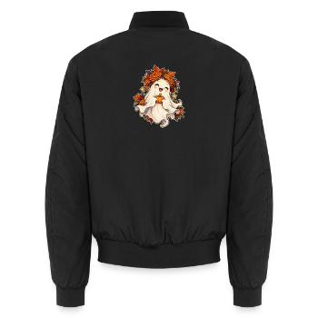 Geist mit Blumenkranz - Unisex Bomberjacke - Schwarz - Hinten - AI Model Male 185 light (185cm)