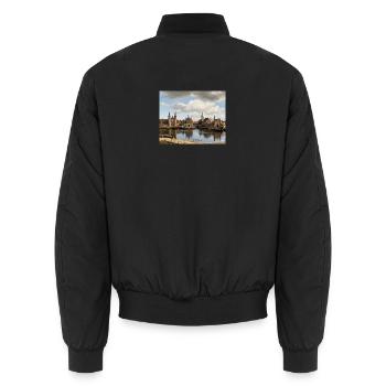 Blick auf Delft (realistisch) - Unisex Bomberjacke - Schwarz - Hinten - AI Model Male 185 light (185cm)