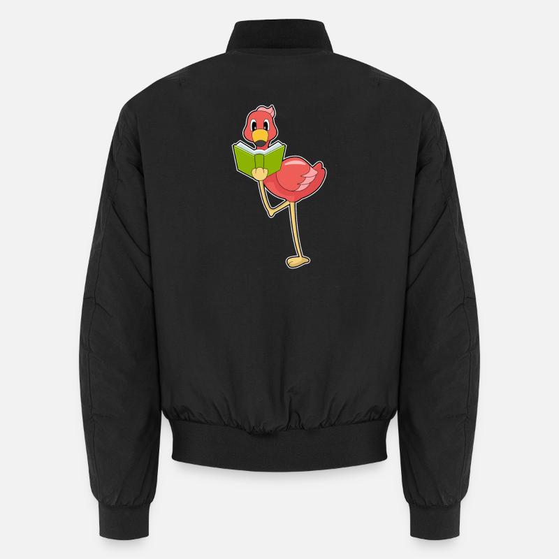 Flamingo Nerd Buch - Unisex Bomberjacke - Schwarz