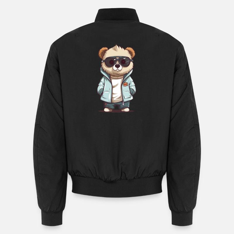 Sunglass Panda in Cool Jacket - Unisex Bomber Jacket - black