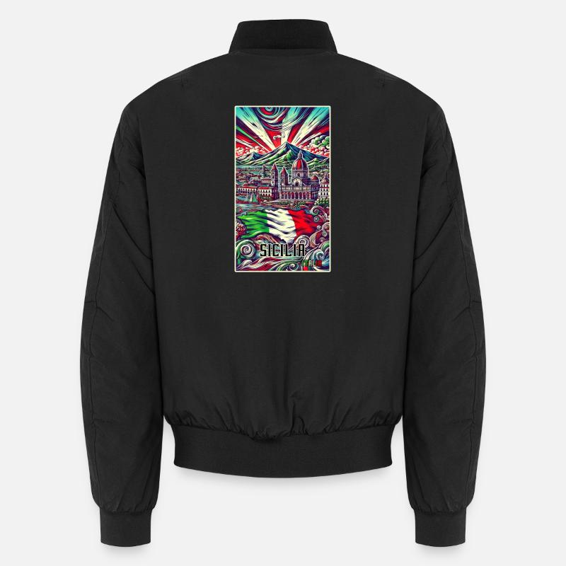 Sicily Italy art design - Unisex Bomber Jacket - black