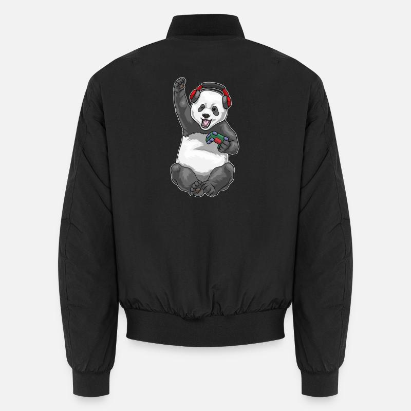 Panda Gamer Controller - Unisex Bomberjacke - Schwarz