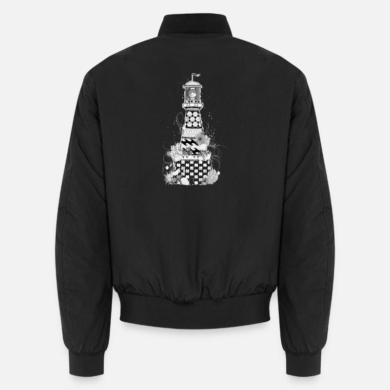 Detailed lighthouse with shells and corals Unisex Bomber Jacket