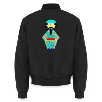 Ahnenkrieger mit grünem Drachen - Unisex Bomberjacke - Schwarz - Hinten - AI Model Male 185 light (185cm)