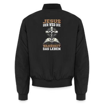 Jesus The Way The Truth The Christian Life - Unisex Bomber Jacket - black - Back - AI Model Male 185 light (185cm)