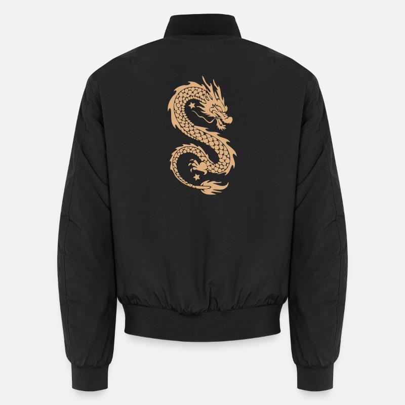 Goldene Himmelsdrachen-Silhouette Unisex Bomberjacke