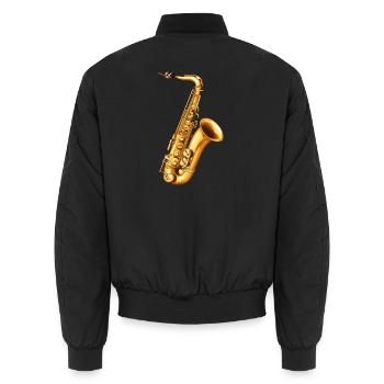 Motif du saxophone doré - Bomber unisexe - noir - Dos - AI Model Male 185 light (185cm)
