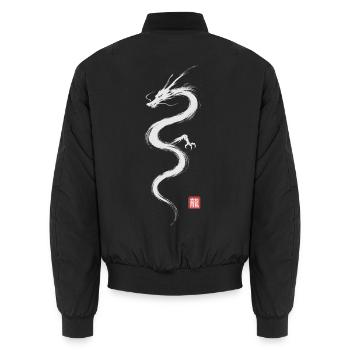 Japanese Dragon Minimal Art - Unisex Bomberjacke - Schwarz - Hinten - AI Model Male 185 light (185cm)