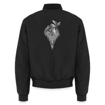 Odin mit Rabe und Speer – Nordisches Flechtwerk - Unisex Bomberjacke - Schwarz - Hinten - AI Model Male 185 light (185cm)