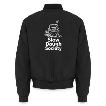 Slow Dough Society Logo - Unisex Bomberjacke - Schwarz - Hinten - AI Model Male 185 light (185cm)