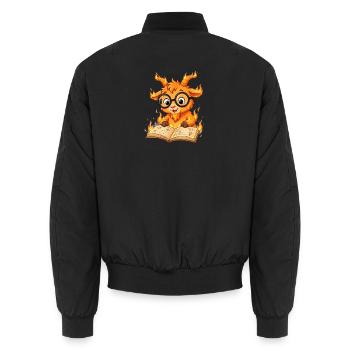 Leseratte Feuer Ziege Shirt 2027  - Unisex Bomberjacke - Schwarz - Hinten - AI Model Male 185 light (185cm)