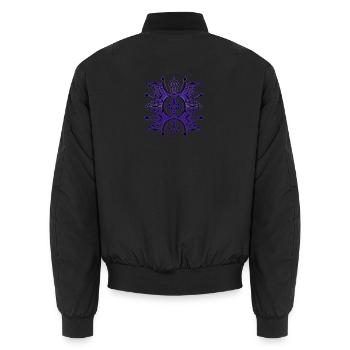 Lila Symmetrie Mandala-Netzwerk - Unisex Bomberjacke - Schwarz - Hinten - AI Model Male 185 light (185cm)