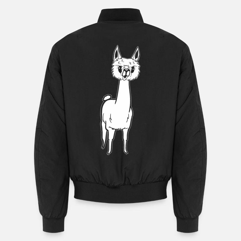Alpaga blanc dans le style BD mignon Bomber unisexe