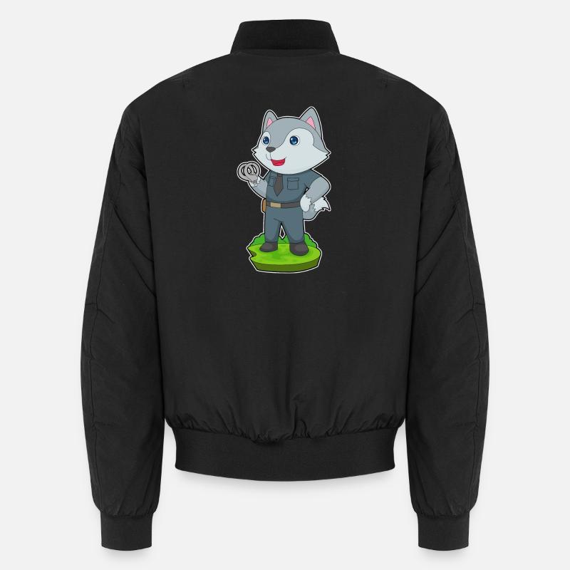 Wolf Polizist Handschellen Polizei - Unisex Bomberjacke - Schwarz