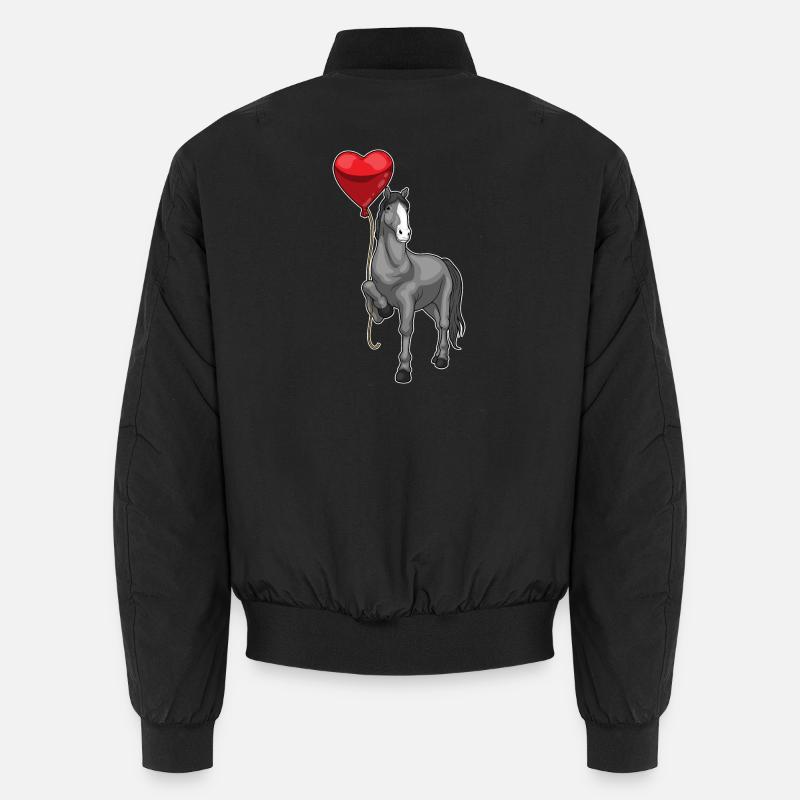 Pferd Herz Luftballon - Unisex Bomberjacke - Schwarz