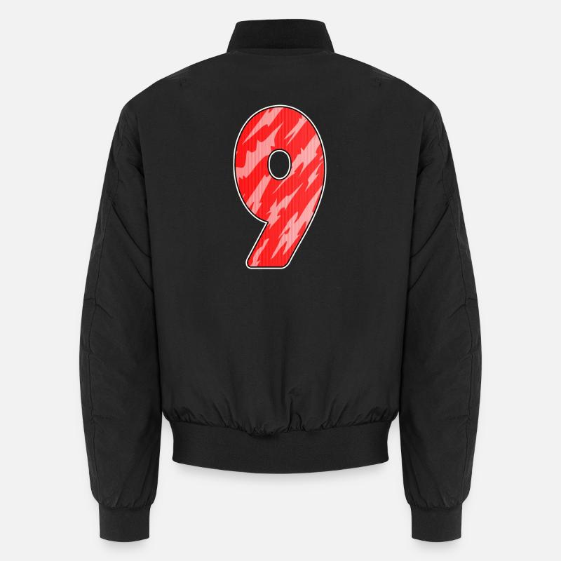 Number 9 - Nine - 9 Motif Red Pattern Unisex Bomber Jacket