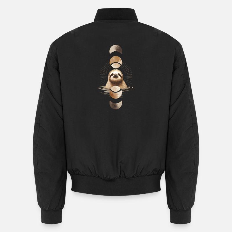 Sloth with Moon Phases Boho Design - Unisex Bomber Jacket - black