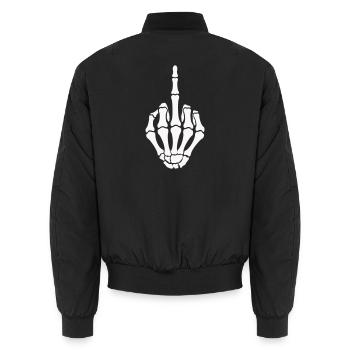 skull-hand_mittelfinger- - Unisex Bomberjacke - Schwarz - Hinten - AI Model Male 185 light (185cm)