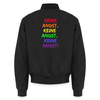 KEINE ANGST, MUT GEGEN RECHTS, WIDERSTAND, FCK NZS - Unisex Bomberjacke - Schwarz - Hinten - AI Model Male 185 light (185cm)