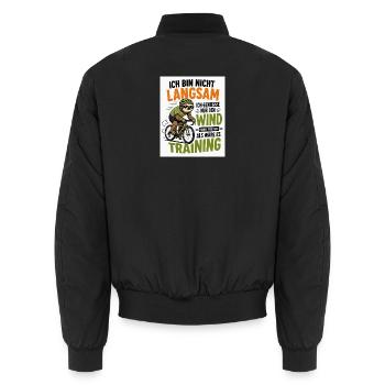 Faultier auf Fahrrad - Unisex Bomberjacke - Schwarz - Hinten - AI Model Male 185 light (185cm)