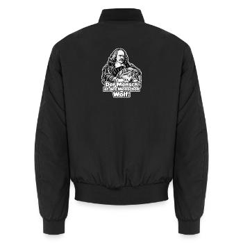 Der Mensch ist des Menschen Wolf - Unisex Bomberjacke - Schwarz - Hinten - AI Model Male 185 light (185cm)