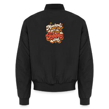 Gedankenort: Wo Meine Gedanken Sind - Unisex Bomberjacke - Schwarz - Hinten - AI Model Male 185 light (185cm)