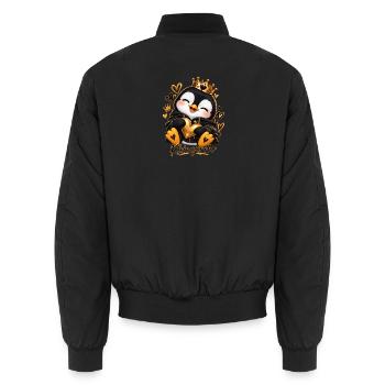 Kleiner Königspinguin Herzenglanz - Unisex Bomberjacke - Schwarz - Hinten - AI Model Male 185 light (185cm)