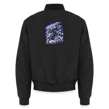 Samurai Cat Stormblade – Epische Blitz Katze - Unisex Bomberjacke - Schwarz - Hinten - AI Model Male 185 light (185cm)