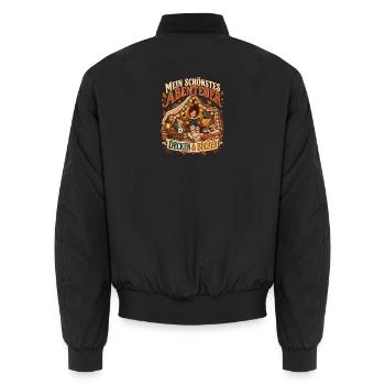Mein schönstes Abenteuer – Decken & Bücher - Unisex Bomberjacke - Schwarz - Hinten - AI Model Male 185 light (185cm)