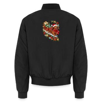 Dackel Weihnachtsgeschenkschlitten - Unisex Bomberjacke - Schwarz - Hinten - AI Model Male 185 light (185cm)