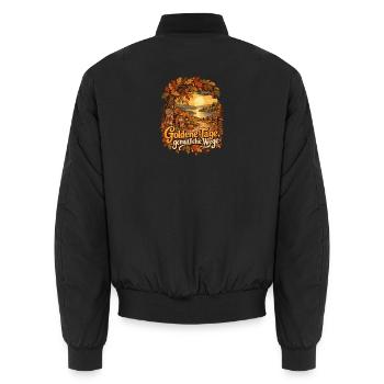 Goldene Tage, gemütliche Wege - Unisex Bomberjacke - Schwarz - Hinten - AI Model Male 185 light (185cm)