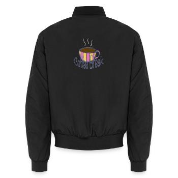 Kaffee Pause Streifenbecher - Unisex Bomberjacke - Schwarz - Hinten - AI Model Male 185 light (185cm)