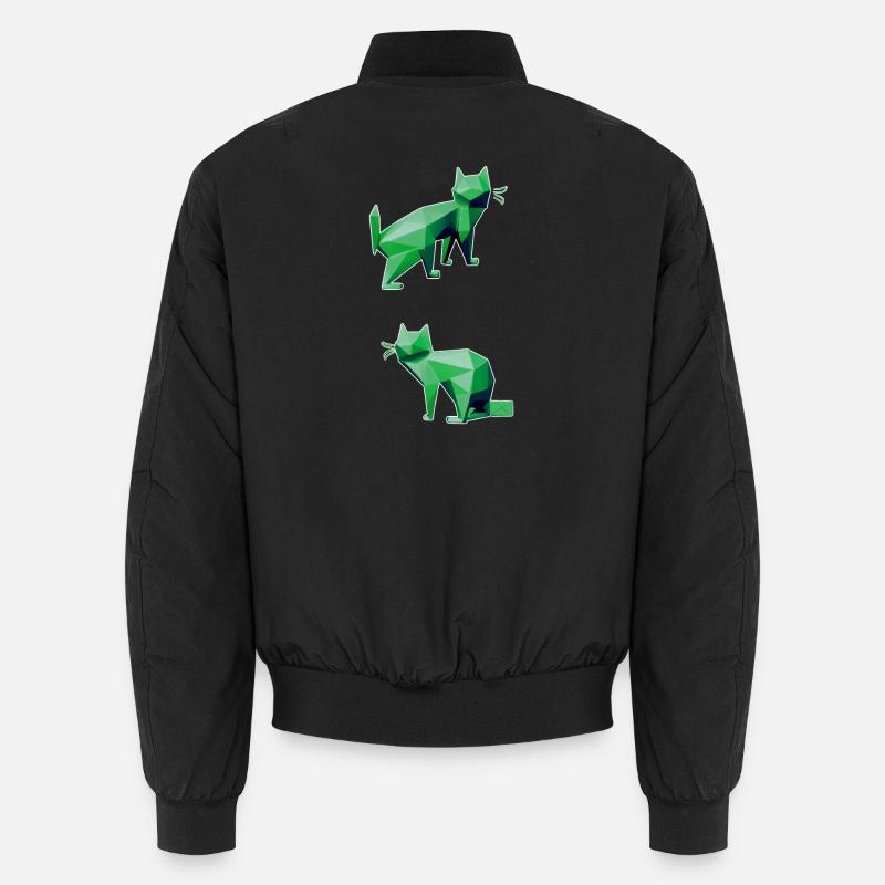 Green Geometry Cats Duo Unisex Bomber Jacket