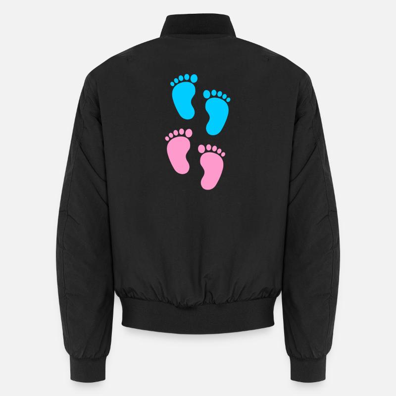 Empreintes de bébé bleues et roses - Bomber unisexe - noir