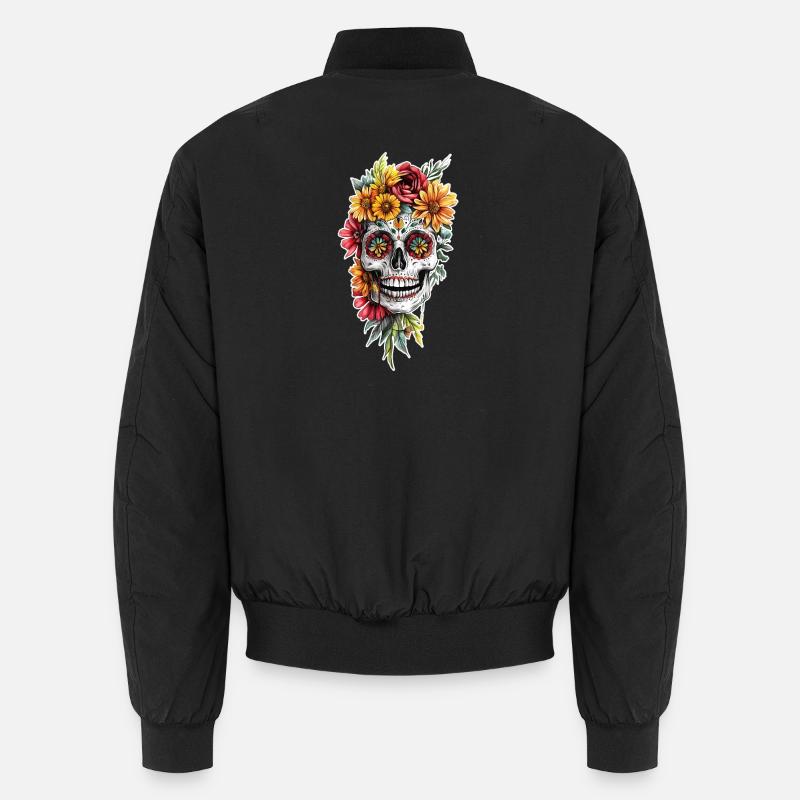 T Shirt Design Candy Skull Bomber unisexe